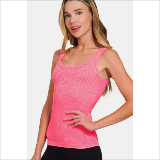 Scoop Neck: your Chic Zenana Ribbed Sidekick for Life’s Awkward Moments 😄 - Fuchsia / S/m - Tank Tops on Sale Worldwide Shipping