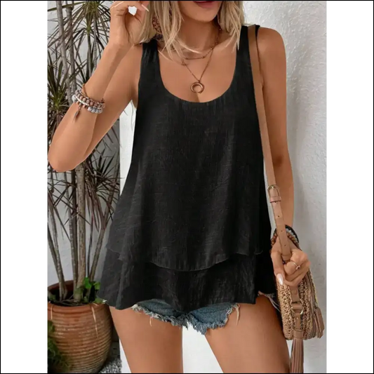 Scoop Neck your Way to Fabulousness with Needful Things Tank Tops! 😎✨ - Black / s - Tops on Sale Worldwide Shipping