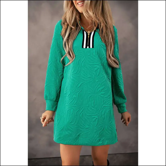 Sea Green Jacquard Mini Dress: Sexy Needful Things Approved! 👗💚 - s - Short Dresses on Sale Worldwide Shipping