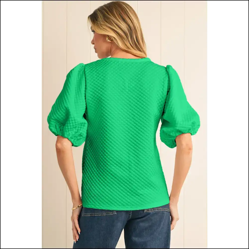 Sea Green Puff Sleeve Blouse Instant Compliment Generator - Blouses on Sale Worldwide Shipping