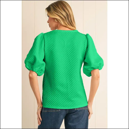 Sea Green Puff Sleeve Blouse Instant Compliment Generator - Blouses on Sale Worldwide Shipping