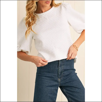 Sea Green Puff Sleeve Blouse Instant Compliment Generator - White / s - Blouses on Sale Worldwide Shipping