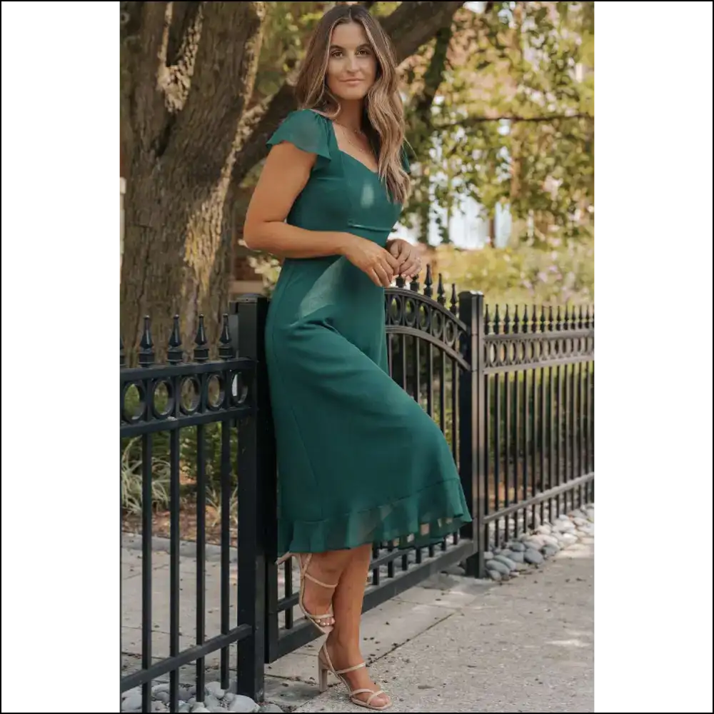 Sea Green Shirred Midi Dress: Mermaid Drowning in Style at Needful Things 🧜‍♀️ - Dresses on Sale Worldwide Shipping