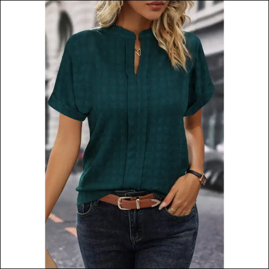 Sea Green Textured Blouse: Ditch the Beige Embrace Green! 💚 - s - Blouses on Sale Worldwide Shipping