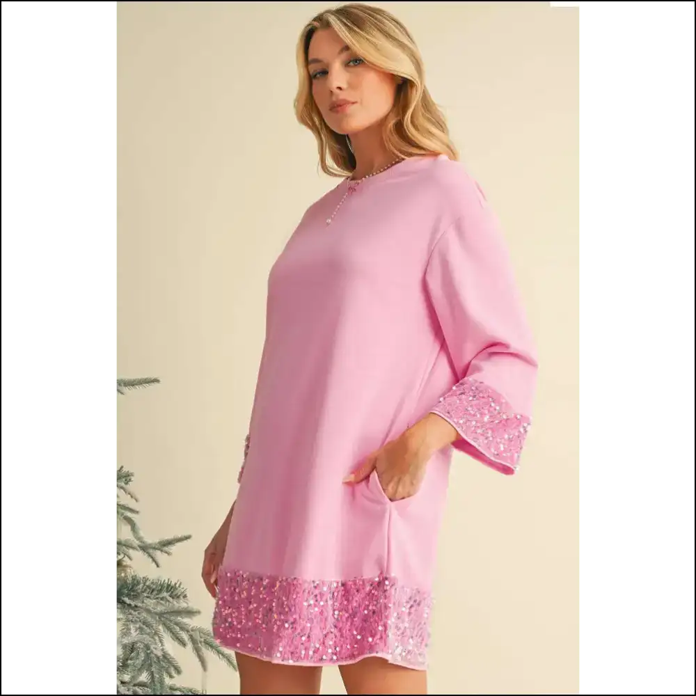 Sequin-ly Comfortable: your Bonbon Drop Sleeve Escape Dress from Needful Things! 😜 - Short Dresses on Sale Worldwide Shipping