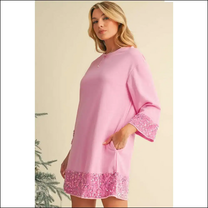 Sequin-ly Comfortable: your Bonbon Drop Sleeve Escape Dress from Needful Things! 😜 - Short Dresses on Sale Worldwide Shipping