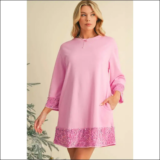 Sequin-ly Comfortable: your Bonbon Drop Sleeve Escape Dress from Needful Things! 😜 - s - Short Dresses on Sale Worldwide Shipping