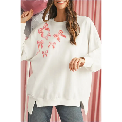 Sequin Sweatshirt: Bow Down Bitches ✨ (glamorous White Sequin) - s - Sweatshirts & Hoodies on Sale Worldwide Shipping