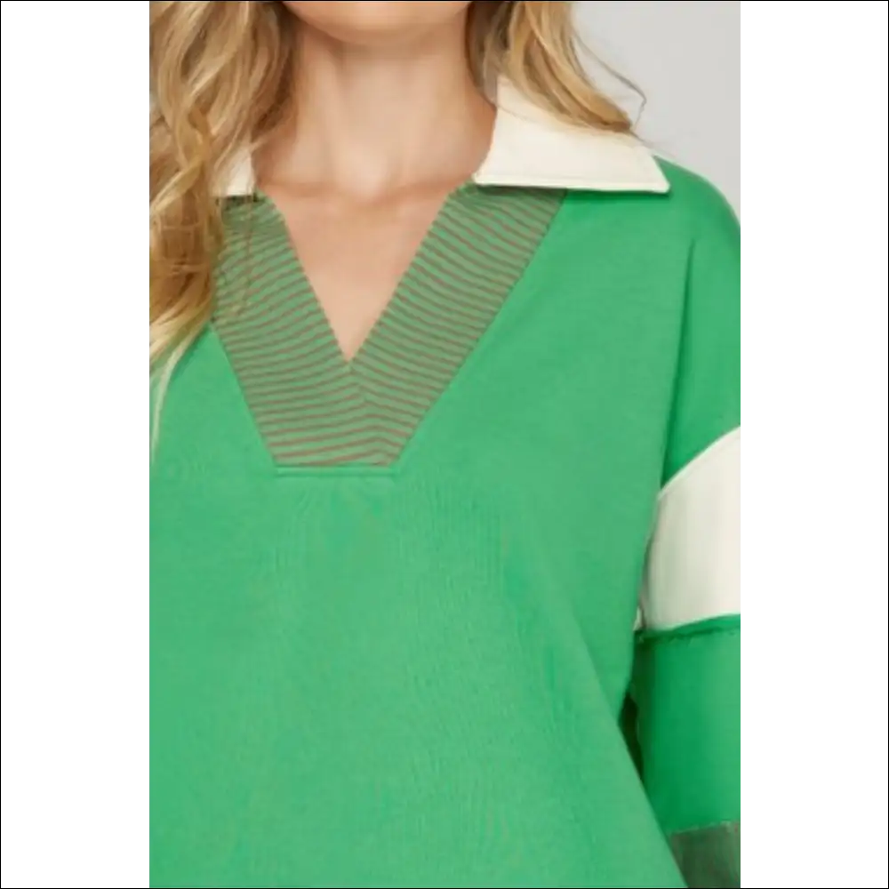 She + Sky Color Block Sleeve Johnny Collar Sweatshirt - Sweatshirts & Hoodies on Sale Worldwide Shipping