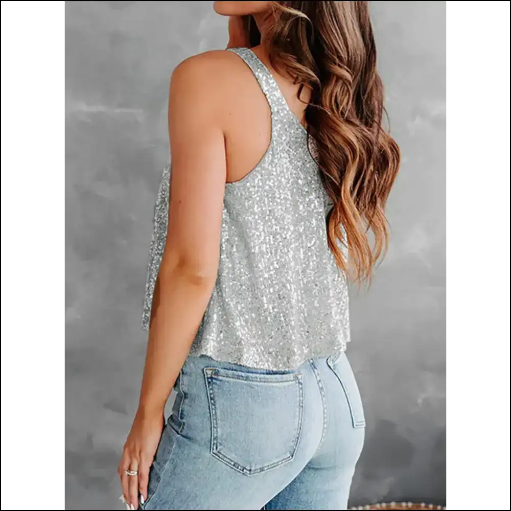Shine Bright Like a Diamond in our Glam Sequin Scoop Neck Tank! ✨ - Tank Tops on Sale Worldwide Shipping