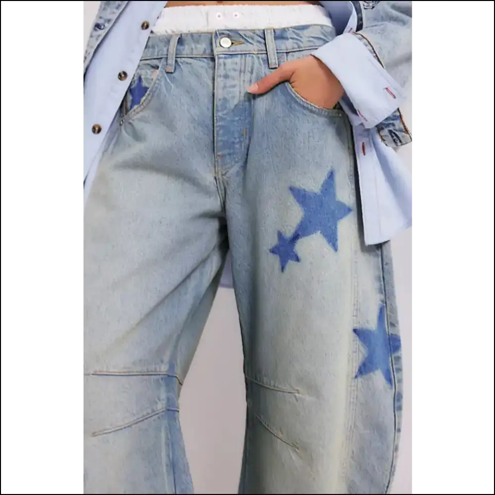 Shine Bright Like a Star in our Contrast Wide Leg Jeans ✨ - on Sale Worldwide Shipping