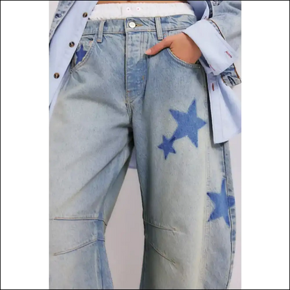 Shine Bright Like a Star in our Contrast Wide Leg Jeans ✨ - on Sale Worldwide Shipping