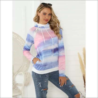 Shiny Tie-dye Long Sleeve Hoodie - Sweatshirts & Hoodies on Sale Worldwide Shipping