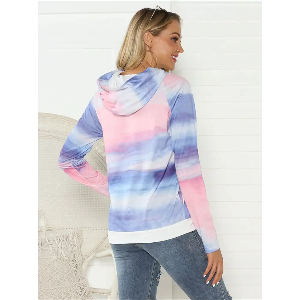 Shiny Tie-dye Long Sleeve Hoodie - Sweatshirts & Hoodies on Sale Worldwide Shipping