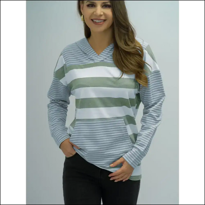 Shiny Striped Long Sleeve Hoodie for Women - Hoodies Sweatshirts & on Sale Worldwide Shipping