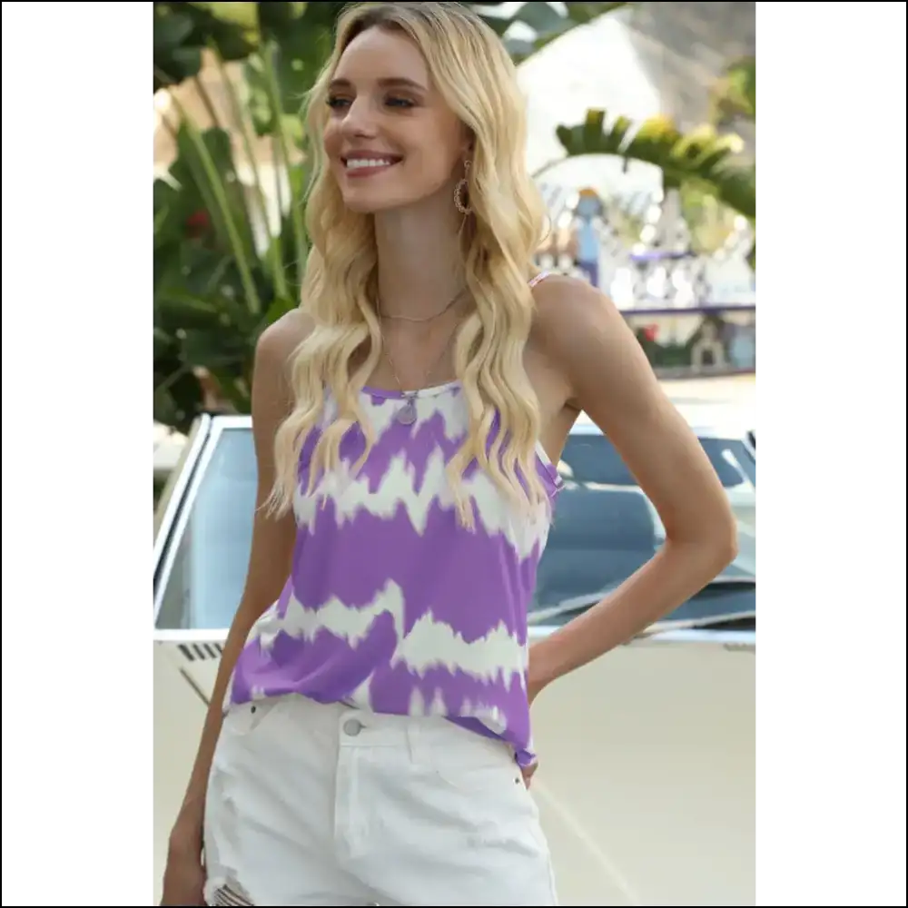 Shiny Tie-dye Two-tone Cami - Trendy Women’s Fashion - Tank Tops on Sale Worldwide Shipping