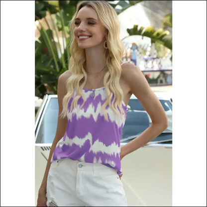 Shiny Tie-dye Two-tone Cami - Trendy Women’s Fashion - Tank Tops on Sale Worldwide Shipping