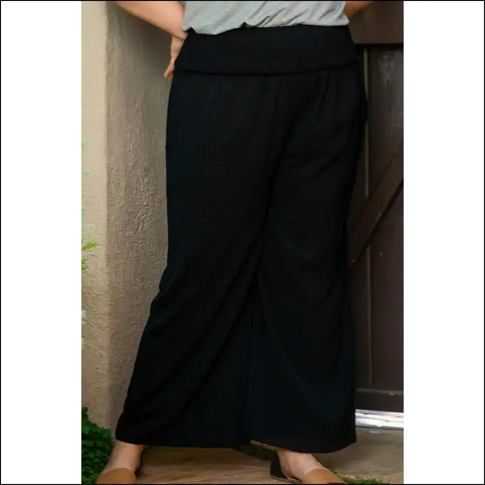 Shirred High Waist Wide Leg Pants: Making your Butt Look Good. Needful Things. 🍑 - Black / 1x - Pants on Sale Worldwide Shipping