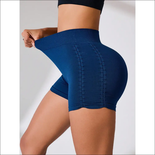 Ruched High Rise Active Shorts - Dark Blue / m - on Sale Worldwide Shipping