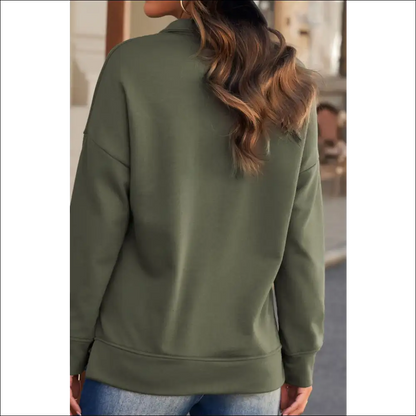 Chic Side Slit Half Zip Long Sleeve Sweatshirt - Sweatshirts & Hoodies on Sale Worldwide Shipping