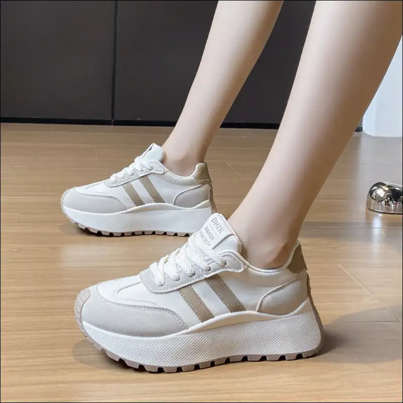 Side Striped Lace Up Platform Sneakers - Athletic Shoes on Sale Worldwide Shipping