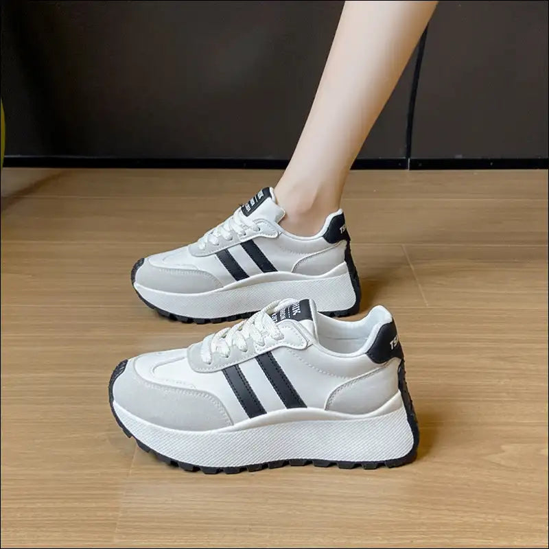 Side Striped Lace Up Platform Sneakers - Athletic Shoes on Sale Worldwide Shipping