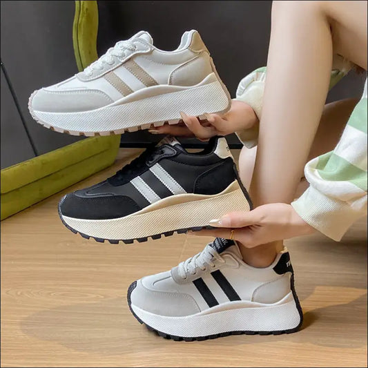Side Striped Lace Up Platform Sneakers - Athletic Shoes on Sale Worldwide Shipping