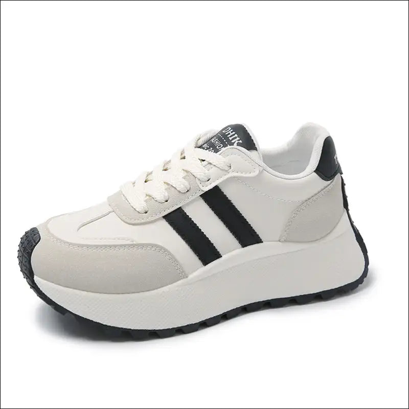 Side Striped Lace Up Platform Sneakers - White / 39(us8) - Athletic Shoes on Sale Worldwide Shipping