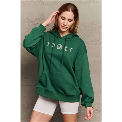 Simply Love Lunar Phase Graphic Hoodie - Hoodies Sweatshirts & on Sale Worldwide Shipping