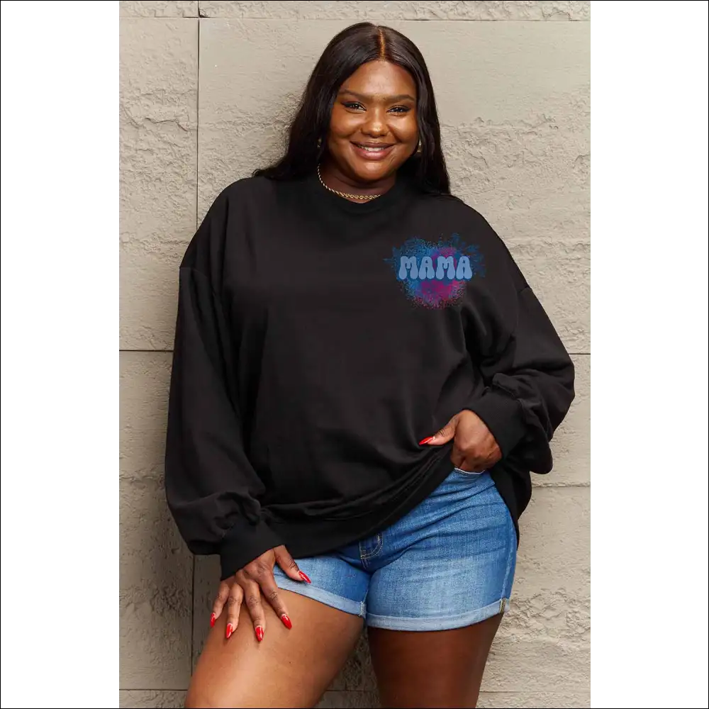 Simply Love Full Size Mama Graphic Sweatshirt - Dark Gray / 3xl - Sweatshirts & Hoodies on Sale Worldwide Shipping