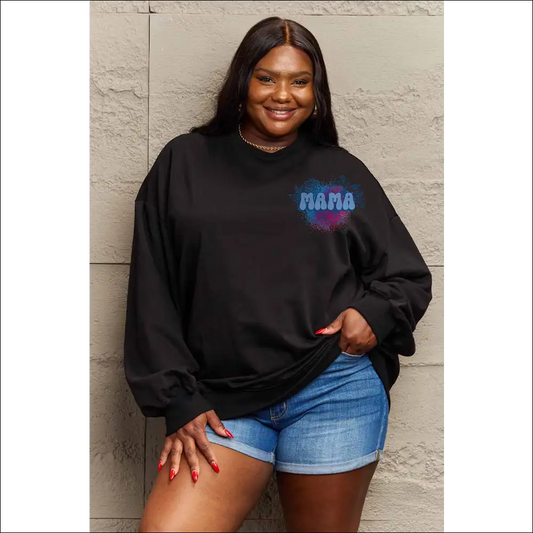 Simply Love Full Size Mama Graphic Sweatshirt - Dark Gray / 3xl - Sweatshirts & Hoodies on Sale Worldwide Shipping