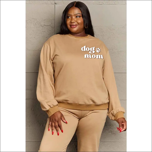 Simply Love Dog Mom Graphic Sweatshirt - Mocha / 3xl - Sweatshirts & Hoodies on Sale Worldwide Shipping