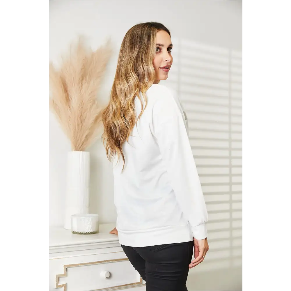 Simply Love Graphic Dropped Shoulder Sweatshirt - Sweatshirts & Hoodies on Sale Worldwide Shipping