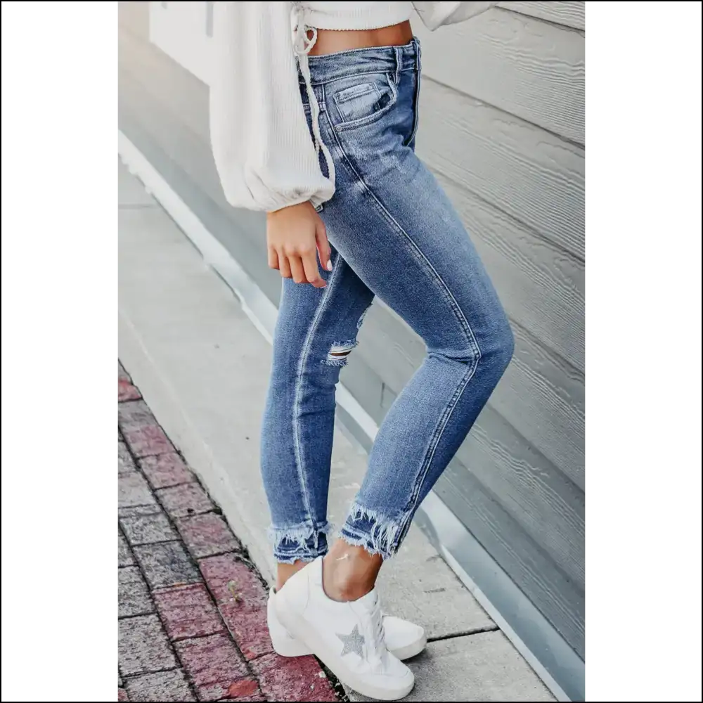 Skinny Jeans so Good They’re Distressed Hem Cropped 😈 Needful Things - on Sale Worldwide Shipping