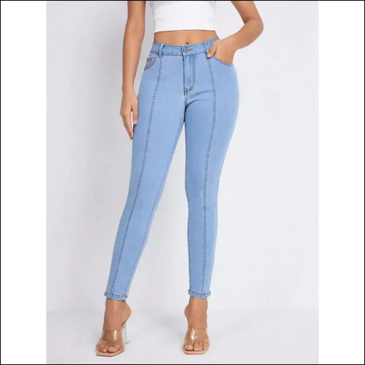 Skinny Jeans that Hug Like your Ex but Way More Chic and Pocketed - Light / m - on Sale Worldwide Shipping