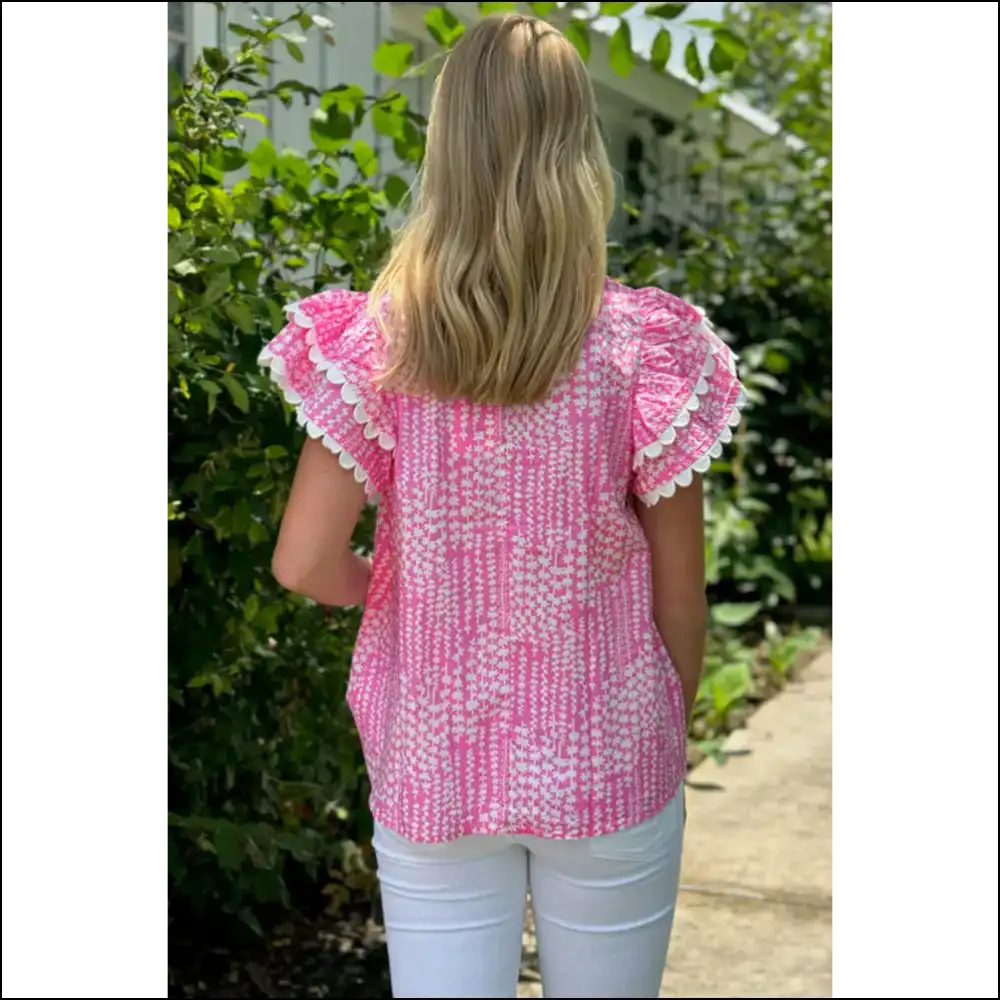 Sky Blue Abstract Print Blouse Instant Fashionista - Blouses on Sale Worldwide Shipping