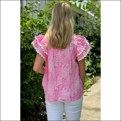 Sky Blue Abstract Print Blouse Instant Fashionista - Blouses on Sale Worldwide Shipping