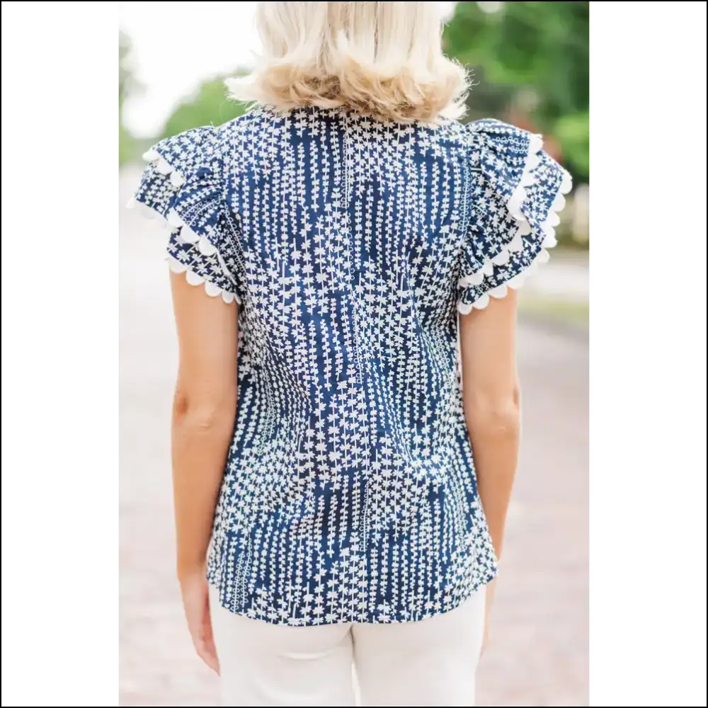 Sky Blue Abstract Print Blouse Instant Fashionista - Blouses on Sale Worldwide Shipping