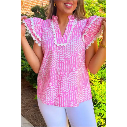 Sky Blue Abstract Print Blouse Instant Fashionista - Pink / s - Blouses on Sale Worldwide Shipping