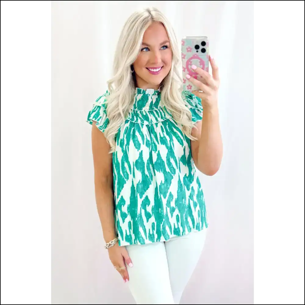 Sky Blue Abstract Print: Feeling Frilled ? 💙 Needful Things - Blouses on Sale Worldwide Shipping