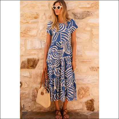 Sky Blue Boho Abstract Dress: from ?Meh’ to ?Omgoddess!’ 💙 Needful Things - Midi Dresses on Sale Worldwide Shipping