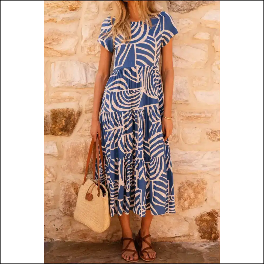 Sky Blue Boho Abstract Dress: from ?Meh’ to ?Omgoddess!’ 💙 Needful Things - s - Midi Dresses on Sale Worldwide Shipping