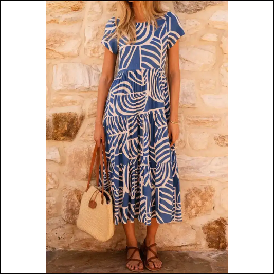Sky Blue Boho Abstract Dress: from ?Meh’ to ?Omgoddess!’ 💙 Needful Things - s - Midi Dresses on Sale Worldwide Shipping