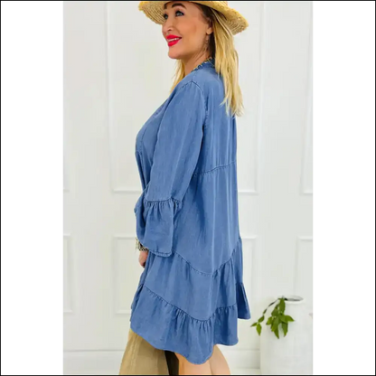 Sky Blue Chambray Mini Dress: Dressed to Frill 💙 Needful Things - Short Dresses on Sale Worldwide Shipping
