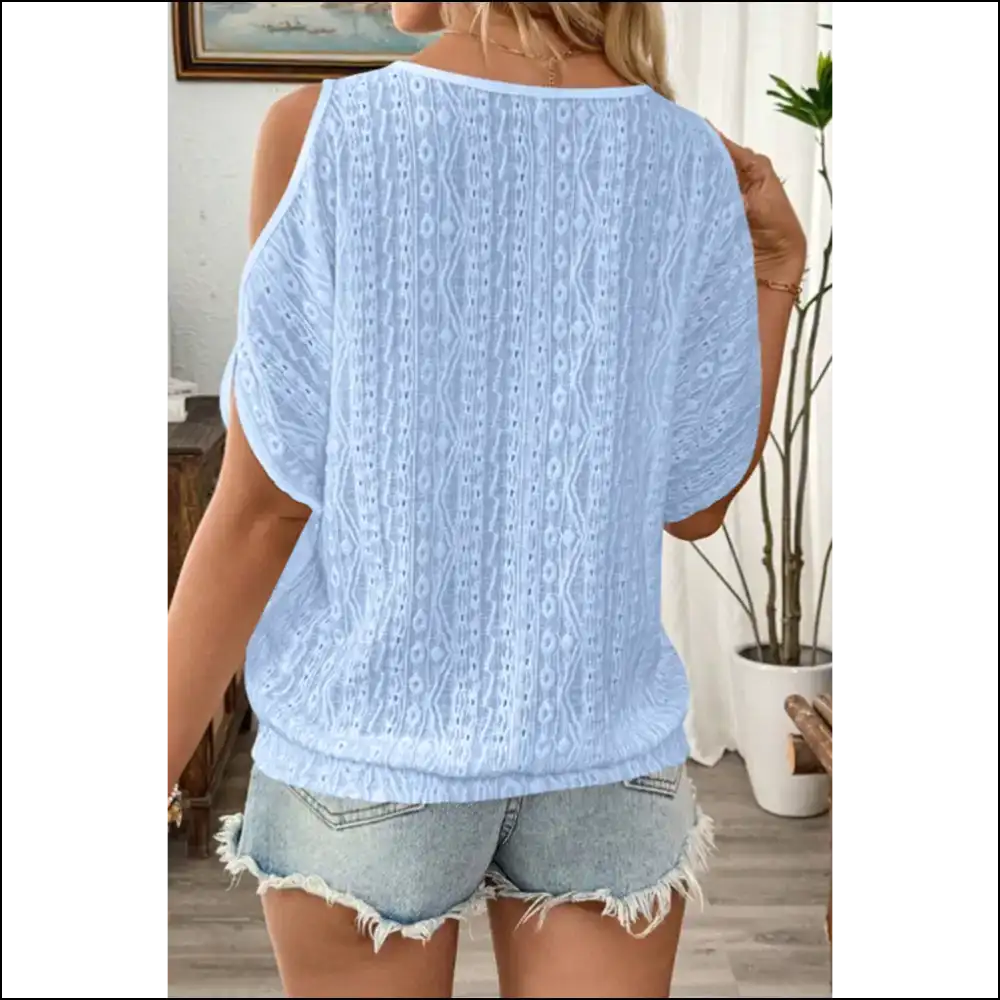 Sky Blue Cold Shoulder Dolman: I Woke Up Like This’ () 🤪 - Blouses on Sale Worldwide Shipping