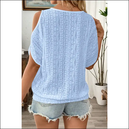 Sky Blue Cold Shoulder Dolman: I Woke Up Like This’ () 🤪 - Blouses on Sale Worldwide Shipping