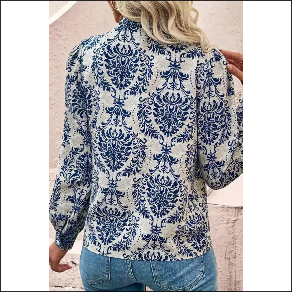 Sky Blue Ethnic Print Notch Neck: Curvalicious! 💙 Needful Things - Plus Size Tops on Sale Worldwide Shipping