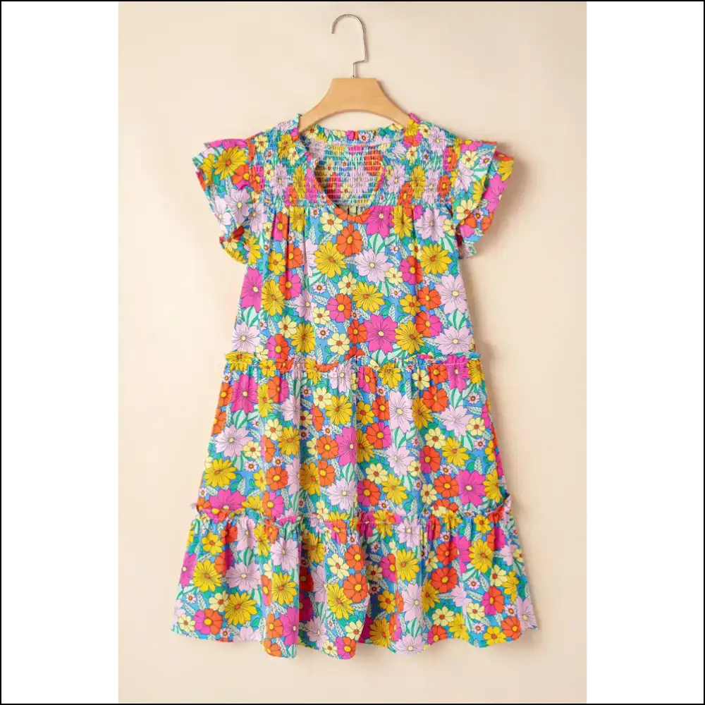 Sky Blue Floral Dress: Hugs & no Regrets from Needful Things 💙 - Short Dresses on Sale Worldwide Shipping