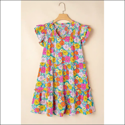 Sky Blue Floral Dress: Hugs & no Regrets from Needful Things 💙 - Short Dresses on Sale Worldwide Shipping