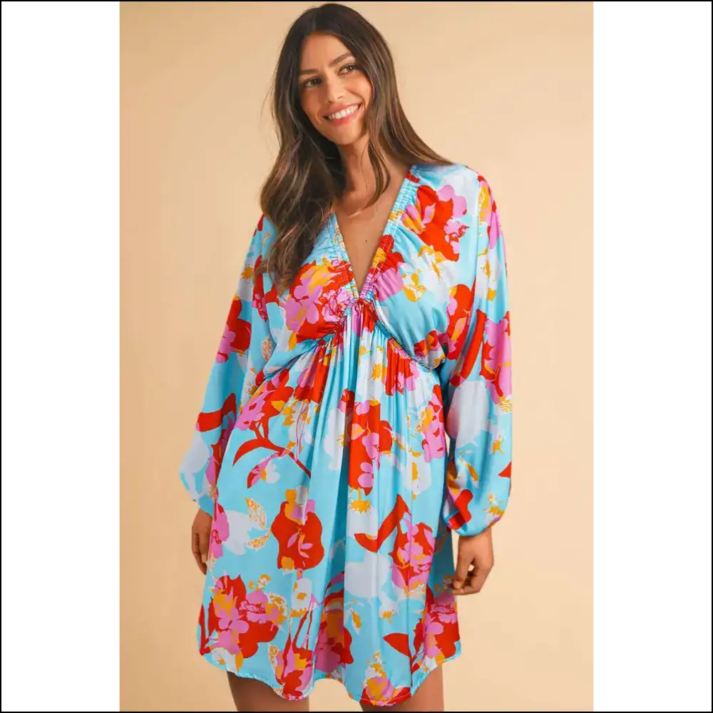 Sky Blue Floral Dress: Less Dress More High Fab 💙 Needful Things - Short Dresses on Sale Worldwide Shipping
